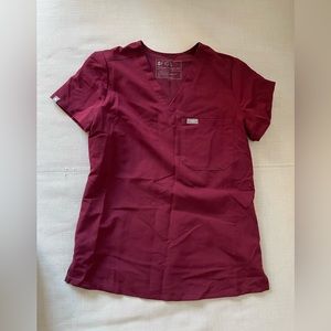 FIGS Catarina Scrub Top, XXS, Burgundy